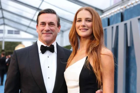 Jon Hamm and Anna Osceola show off the baby bump for the first time at the Emmys 2026
