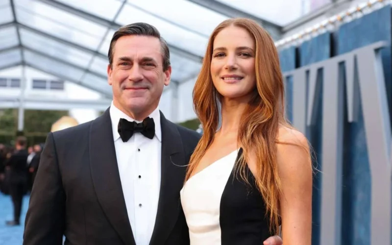 Jon Hamm and Anna Osceola show off the baby bump for the first time at the Emmys 2026