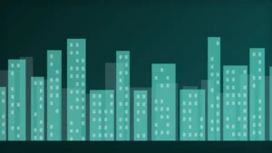 Abstract editorial illustration of stacked rectangular blocks suggesting a battery module, in teal