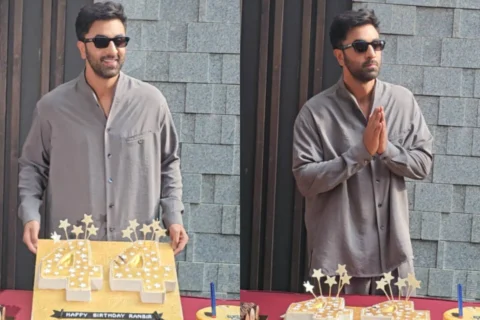 Ranbir Kapoor celebrates 44th birthday with paparazzi - Pics