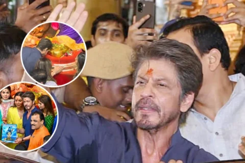 SRK visits Lalbaugcha Raja with Gauri and Suhana - Video