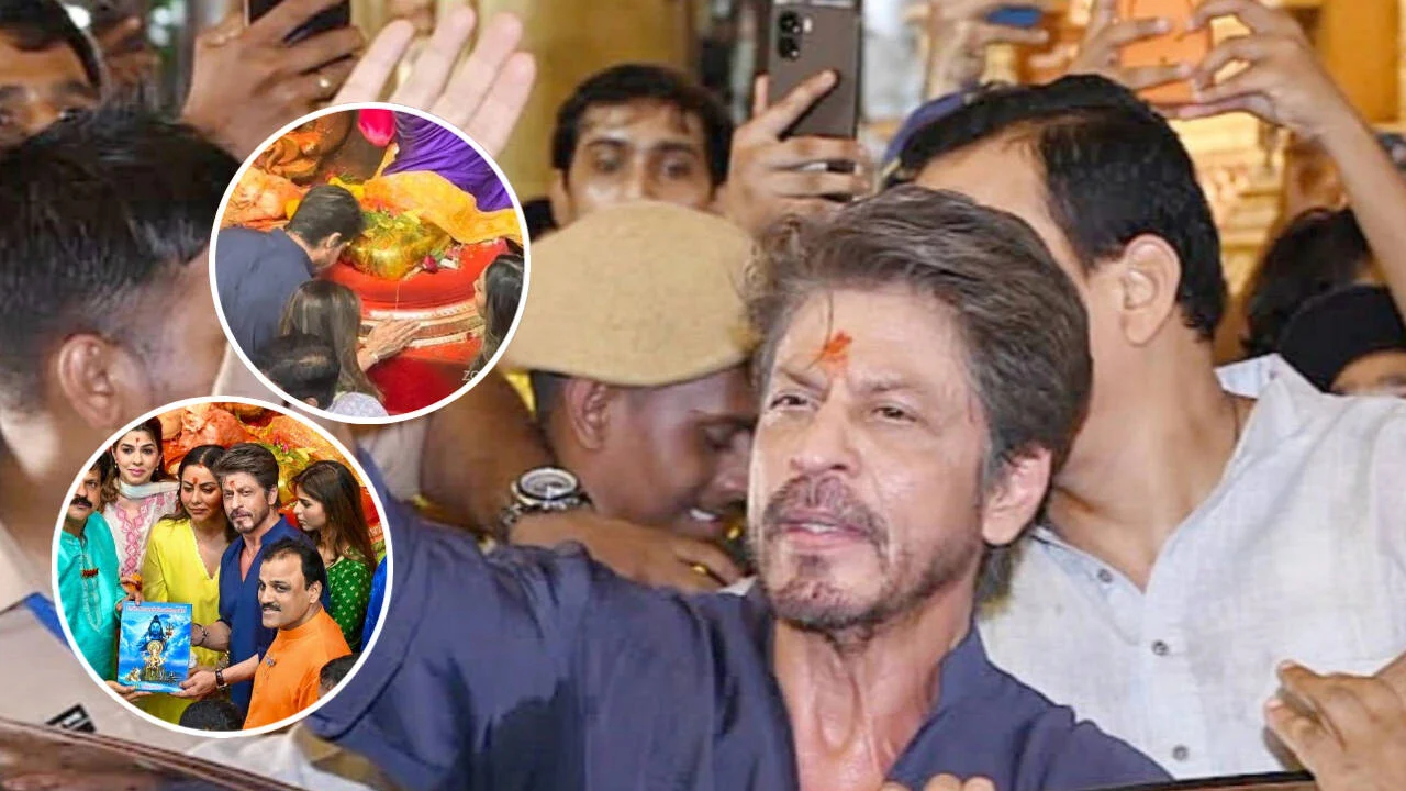 SRK visits Lalbaugcha Raja with Gauri and Suhana - Video