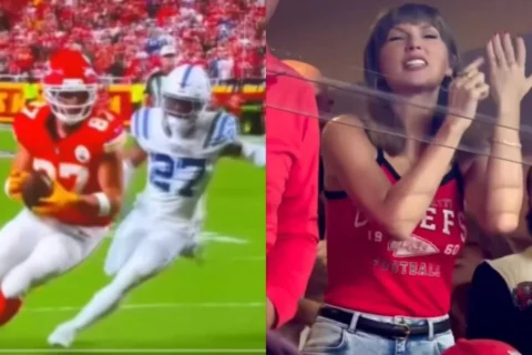 Taylor celebrates Travis' touchdown: 'That's my husband' - WATCH