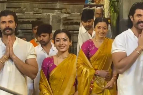 Vijay Deverakonda and Rashmika Mandanna seek blessings at Tirumala
